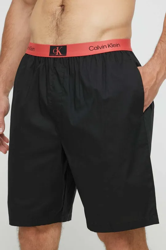 Βαμβακερή πιτζάμα σορτς Calvin Klein Underwear μαύρο