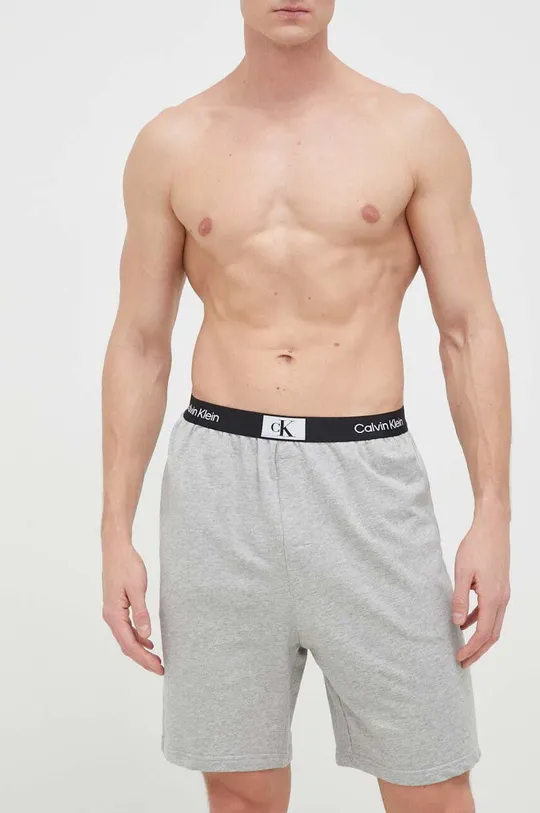 Βαμβακερή πιτζάμα σορτς Calvin Klein Underwear γκρί