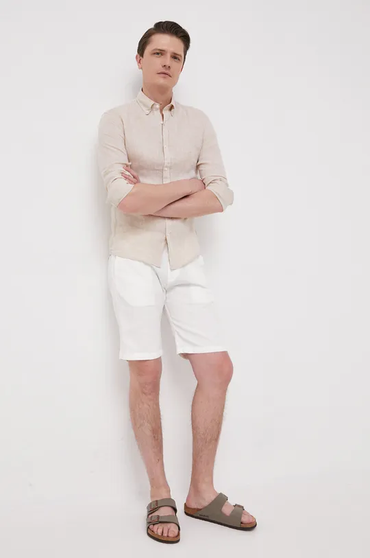 Kratke hlače s dodatkom lana Pepe Jeans Arkin bijela