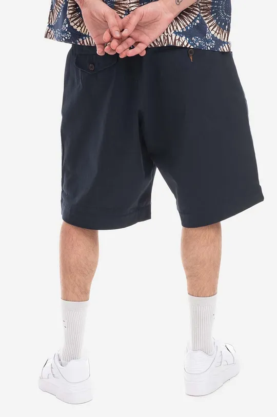 Universal Works cotton shorts Pleated Track navy