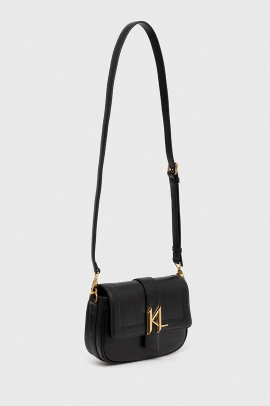 Δερμάτινη τσάντα Karl LagerfeldK/SADDLE BAGUETTE μαύρο