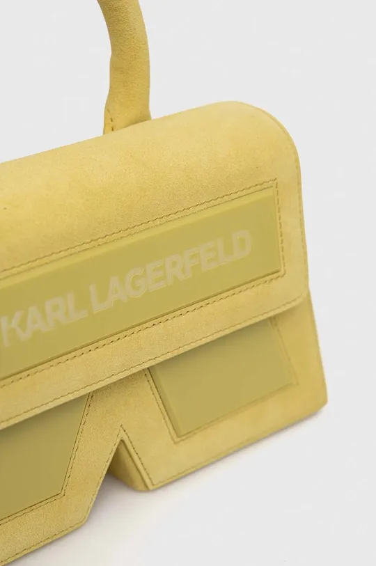 κίτρινο Karl Lagerfeld σουέτ τσάντα ICON K SHOULDERBAG SUEDE