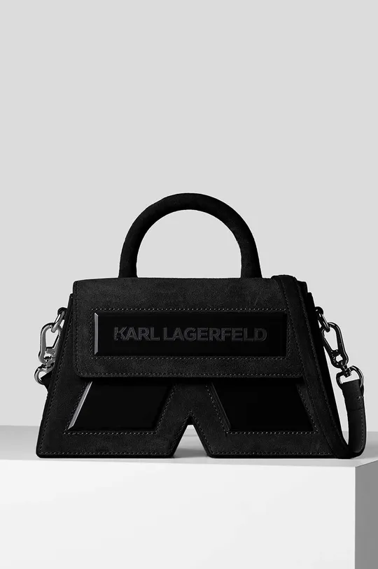 μαύρο Karl Lagerfeld σουέτ τσάντα ICON K SHOULDERBAG SUEDE Γυναικεία