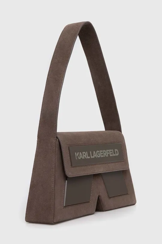 Karl Lagerfeld torebka zamszowa ICON K SHOULDERBAG SUEDE brązowy