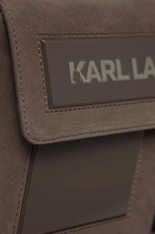 brązowy Karl Lagerfeld torebka zamszowa ICON K SHOULDERBAG SUEDE