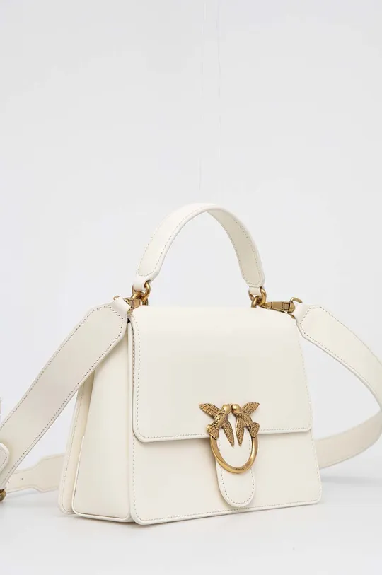 Usnjena torbica Pinko bela