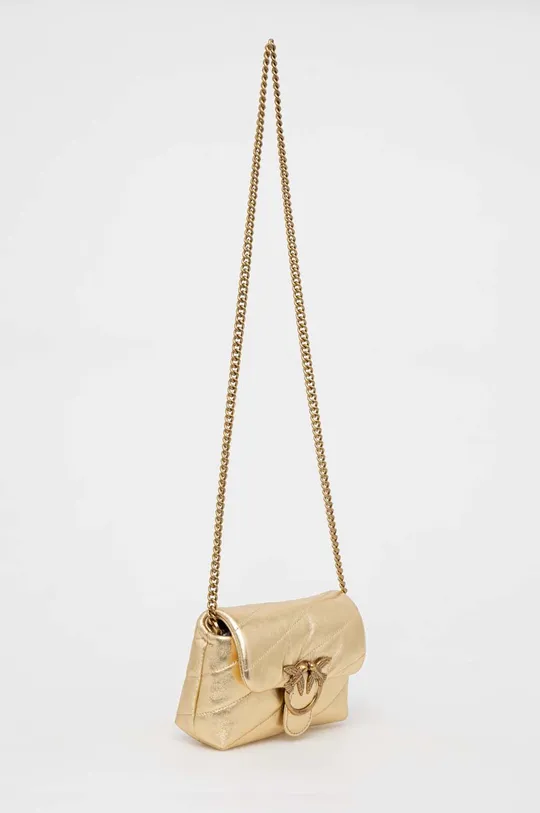 Δερμάτινη τσάντα Pinko χρυσαφί