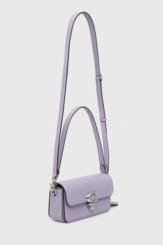 Кожаная сумочка Coach Studio Baguette фиолетовой