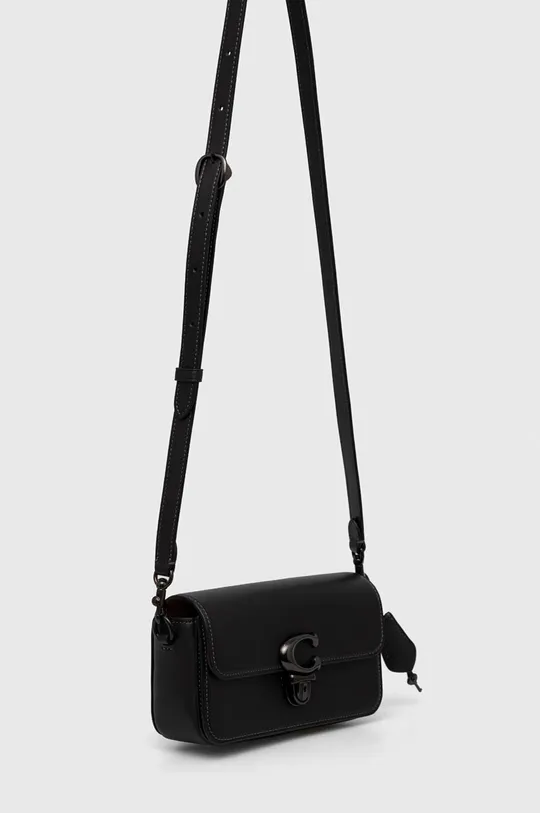 Δερμάτινη τσάντα Coach Studio Baguette μαύρο
