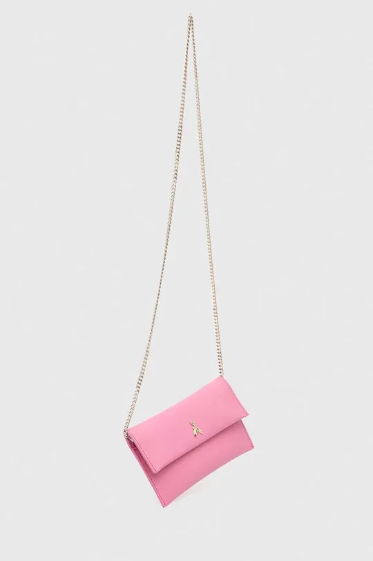 Δερμάτινη τσάντα ώμου Patrizia Pepe ροζ