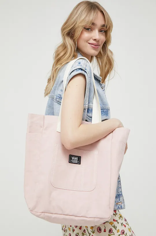 Βαμβακερή τσάντα Vans ροζ