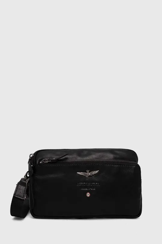 čierna Kožená taška Aeronautica Militare Pánsky