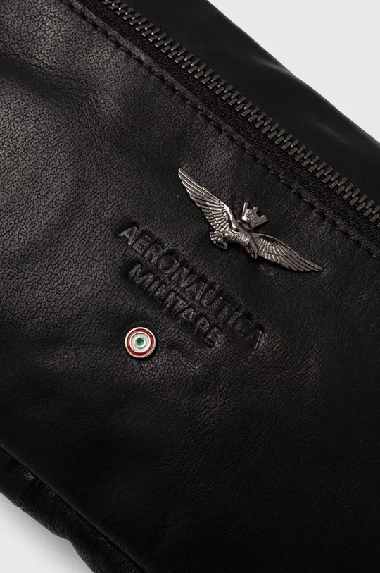 čierna Kožená taška Aeronautica Militare