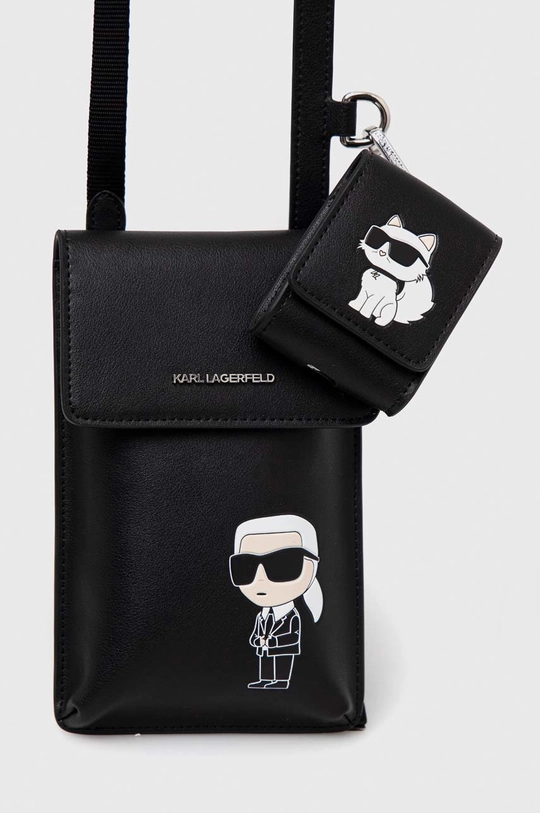 чёрный Кожаный чехол на телефон Karl Lagerfeld Unisex