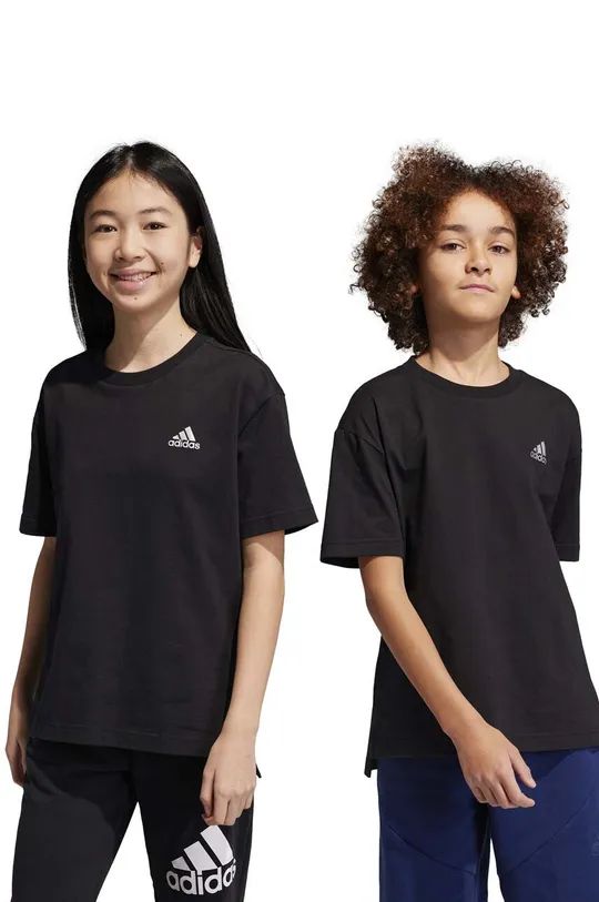 чорний Дитяча бавовняна футболка adidas Для хлопчиків