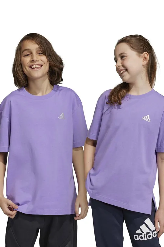 vijolična Otroška bombažna kratka majica adidas Fantovski