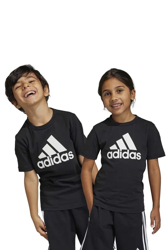 črna Otroška bombažna kratka majica adidas LK BL CO Fantovski