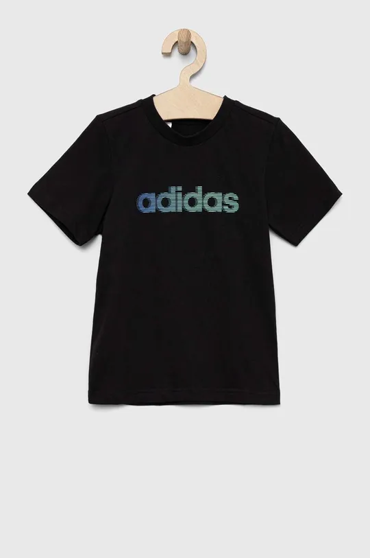 Otroška bombažna kratka majica adidas črna