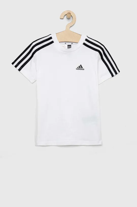 Otroška bombažna kratka majica adidas LK 3S CO bela