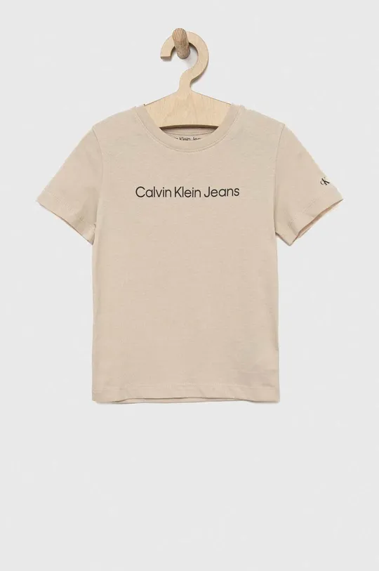 Παιδικό βαμβακερό μπλουζάκι Calvin Klein Jeans 2-pack μπεζ