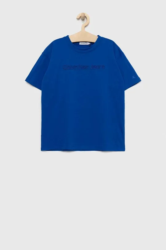 niebieski Calvin Klein Jeans t-shirt dziecięcy Chłopięcy