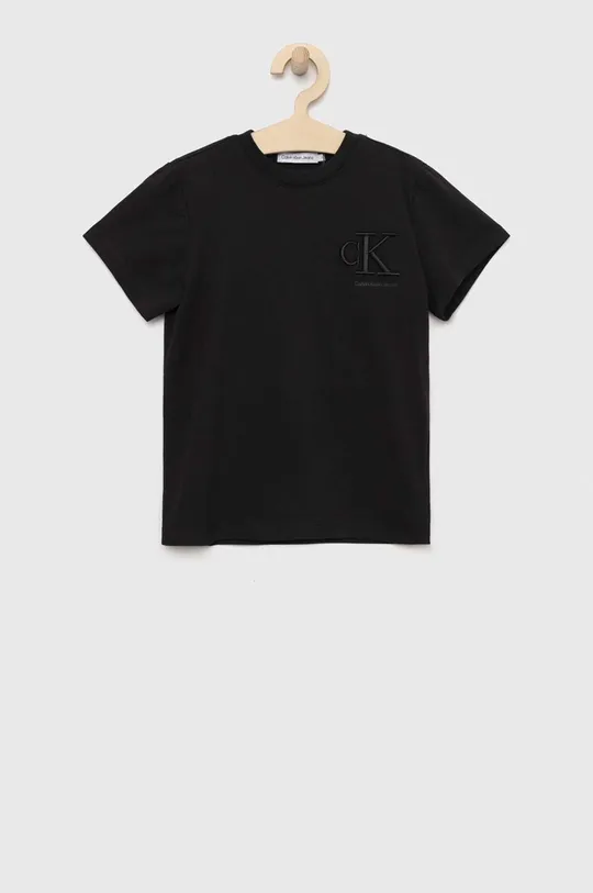 črna Otroška kratka majica Calvin Klein Jeans Fantovski