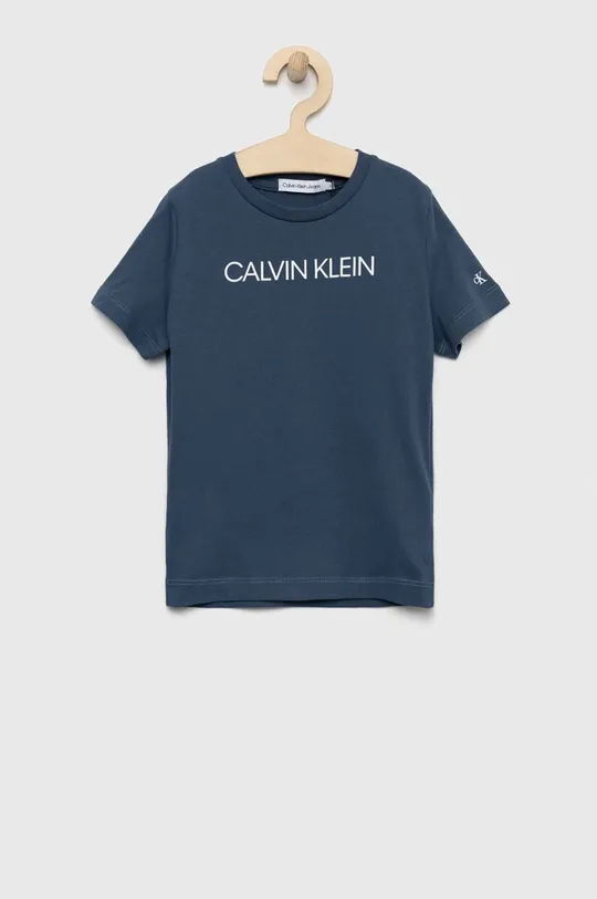 μπλε Παιδικό βαμβακερό μπλουζάκι Calvin Klein Jeans Για αγόρια