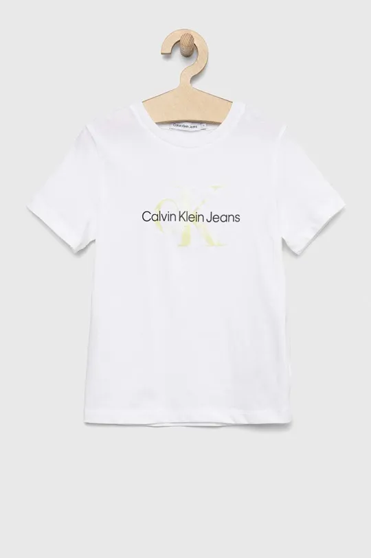 biały Calvin Klein Jeans t-shirt bawełniany dziecięcy Chłopięcy