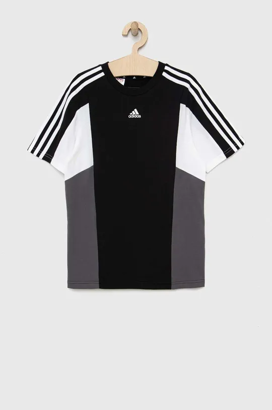 Дитяча бавовняна футболка adidas U 3S CB TEE чорний