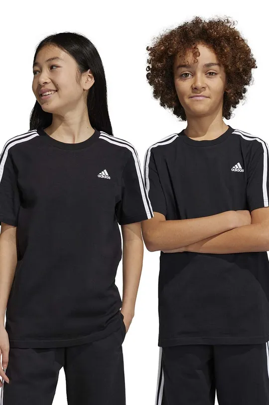 чёрный Детская хлопковая футболка adidas U 3S Для мальчиков