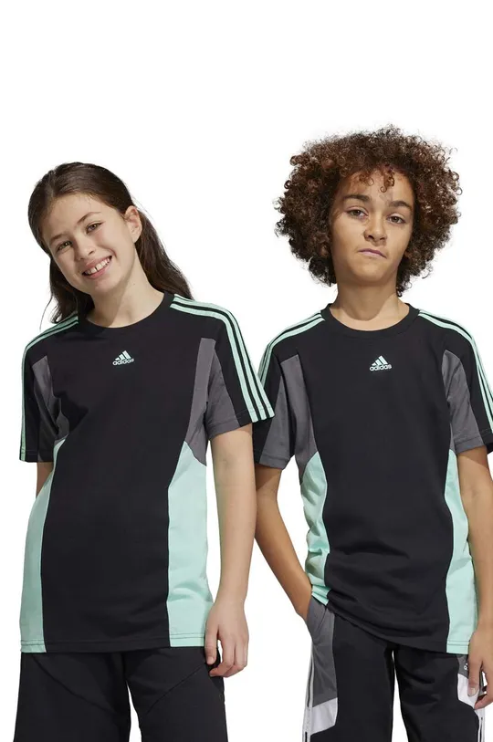 чёрный Детская хлопковая футболка adidas U 3S CB TEE Для мальчиков