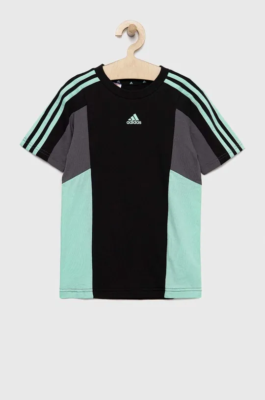 Otroška bombažna kratka majica adidas U 3S CB TEE črna