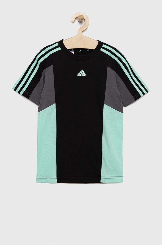 Дитяча бавовняна футболка adidas U 3S CB TEE чорний