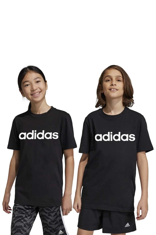 črna Otroška bombažna kratka majica adidas U LIN Fantovski