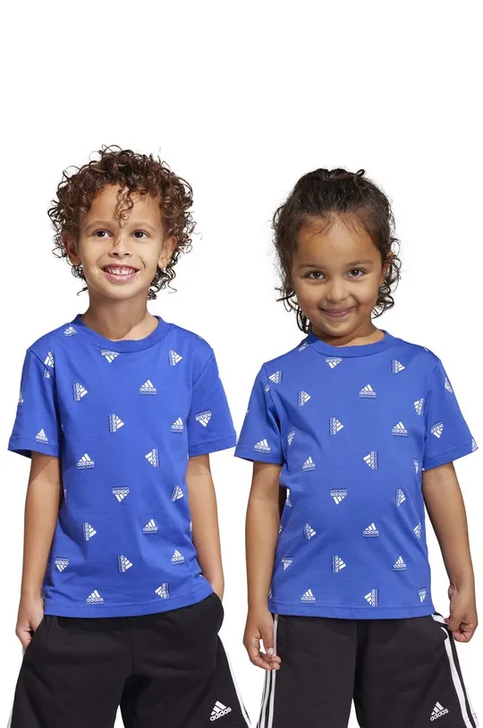 modra Otroška bombažna kratka majica adidas LK BLUV CO Fantovski