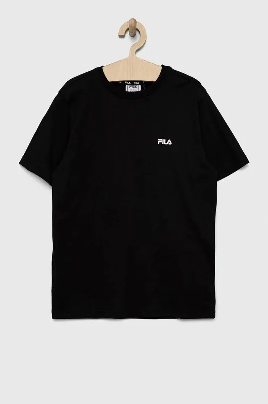 czarny Fila t-shirt bawełniany dziecięcy Chłopięcy