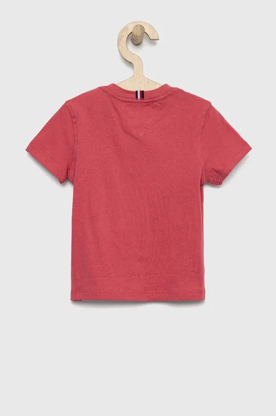 Παιδικό βαμβακερό μπλουζάκι Tommy Hilfiger έντονο ροζ