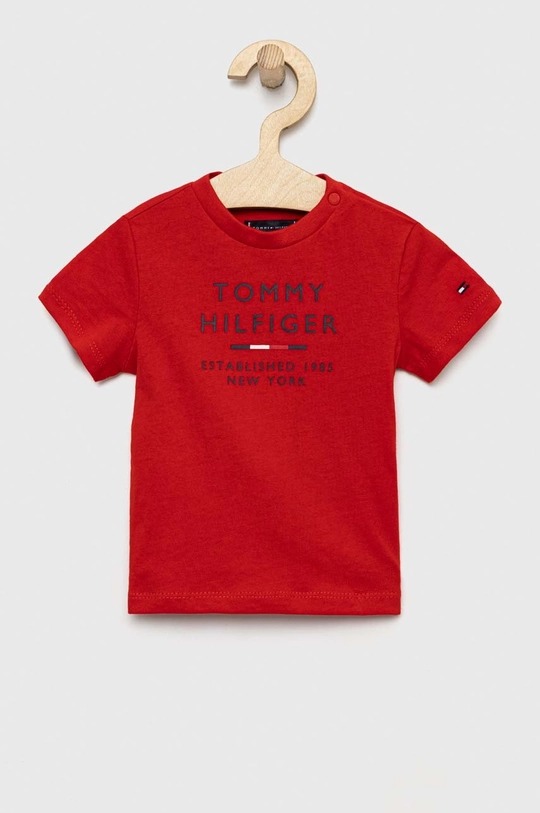 κόκκινο Παιδικό βαμβακερό μπλουζάκι Tommy Hilfiger Για αγόρια