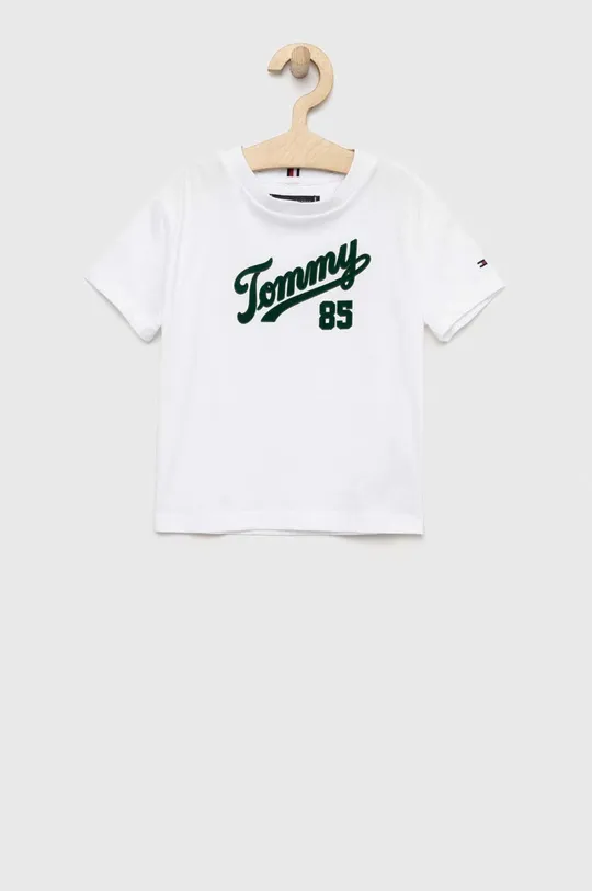 белый Детская хлопковая футболка Tommy Hilfiger Для мальчиков