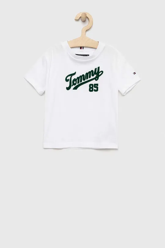 biały Tommy Hilfiger t-shirt bawełniany dziecięcy Chłopięcy