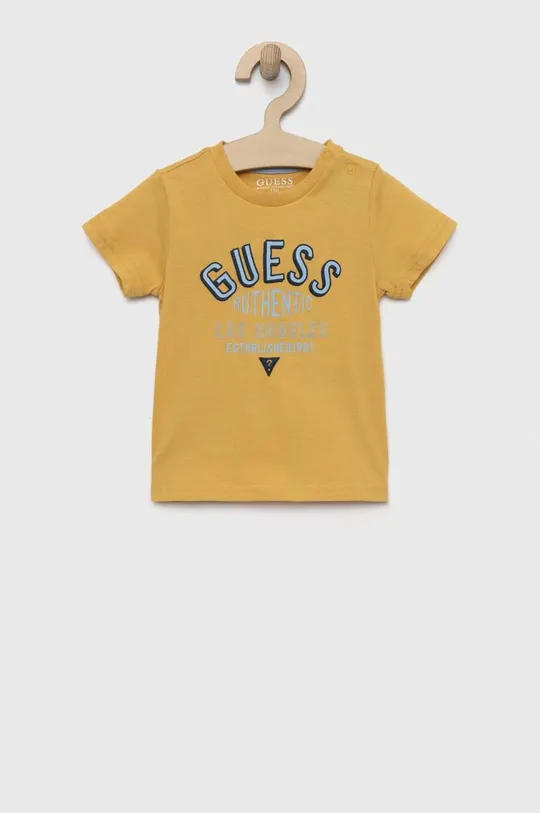 κίτρινο Μωρό βαμβακερό μπλουζάκι Guess Για αγόρια