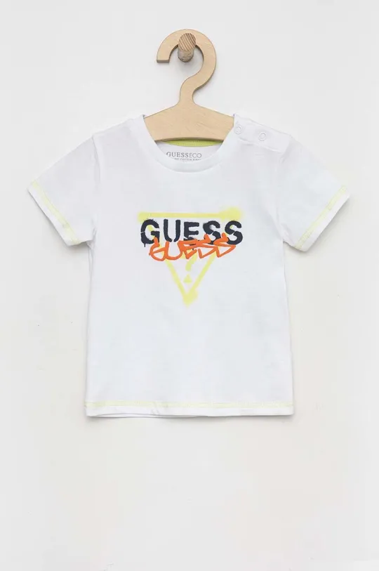 λευκό Μωρό βαμβακερό μπλουζάκι Guess Για αγόρια