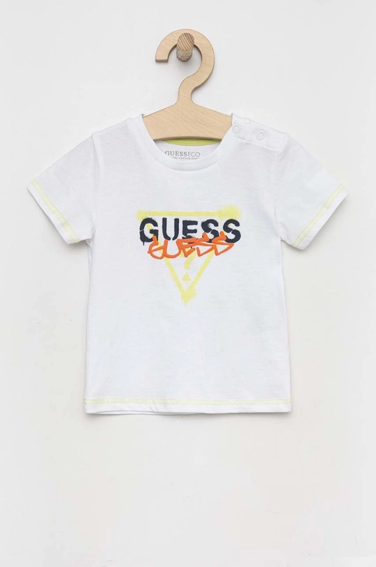 λευκό Μωρό βαμβακερό μπλουζάκι Guess Για αγόρια