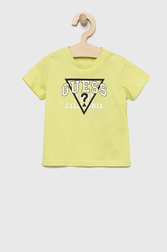 zielony Guess t-shirt bawełniany niemowlęcy Chłopięcy