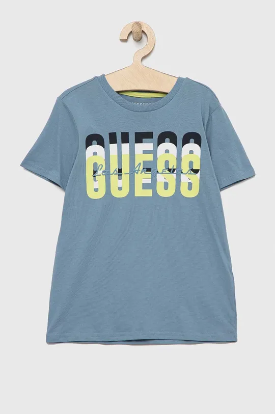 χάλυβα μπλε Παιδικό βαμβακερό μπλουζάκι Guess Για αγόρια