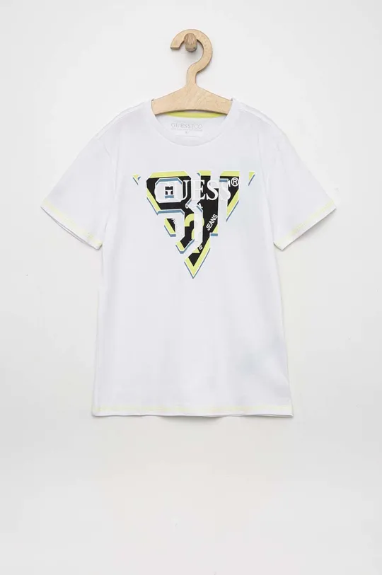 biały Guess t-shirt bawełniany dziecięcy Chłopięcy