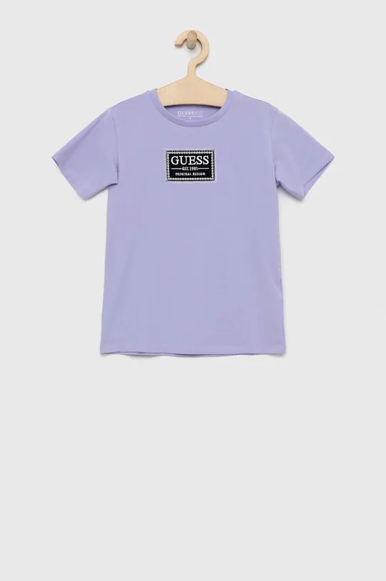 fioletowy Guess t-shirt dziecięcy Chłopięcy
