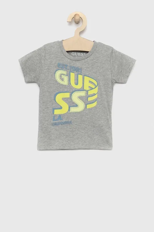 ανοιχτό γκρι Παιδικό βαμβακερό μπλουζάκι Guess Για αγόρια