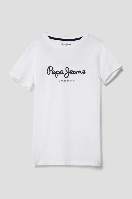 bela Otroška bombažna kratka majica Pepe Jeans Fantovski