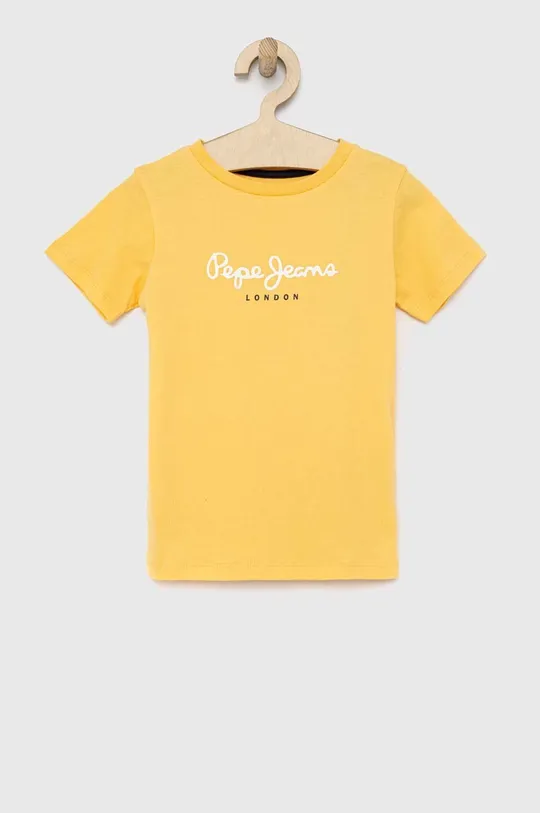 żółty Pepe Jeans t-shirt bawełniany dziecięcy PJL BJ Chłopięcy
